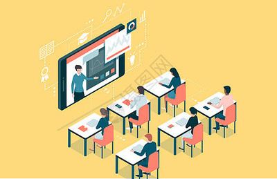 學生在家用平板電腦在線學習上網課